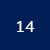 A white number 14 on a dark blue square background.